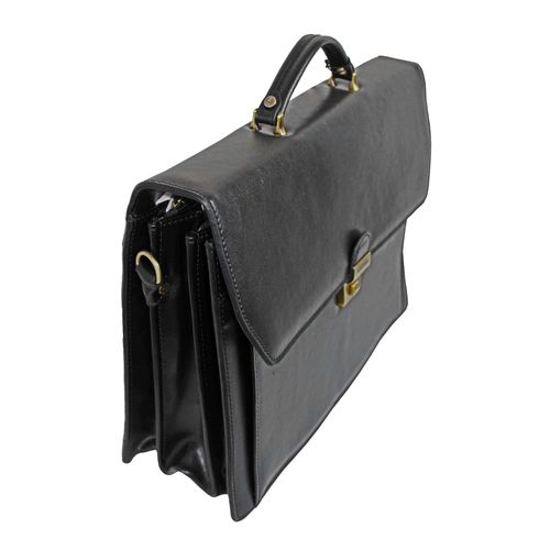 Cartable à 3 soufflets KATANA en croûte de cuir réf 63032 noir (2 coul.disp.)
