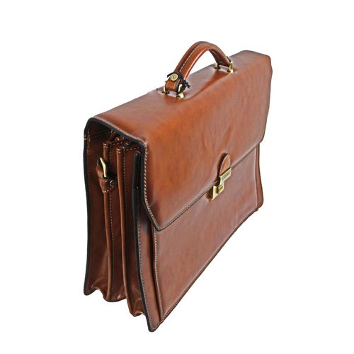 Cartable à 3 soufflets KATANA en croûte de cuir réf 63032 marron (2 coul.disp.)