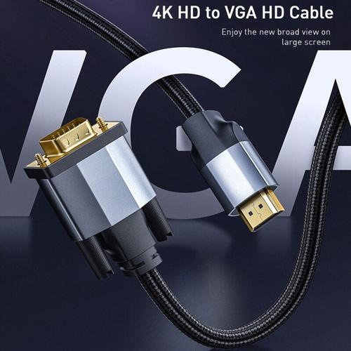 Adaptateur HDMI vers VGA 1080P, câble plat convertisseur pour xbox One PC portable, boîtier TV vers écran de projecteur HDTV