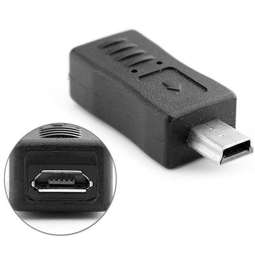 adaptateur Micro USB femelle vers Mini USB mâle, convertisseur noir