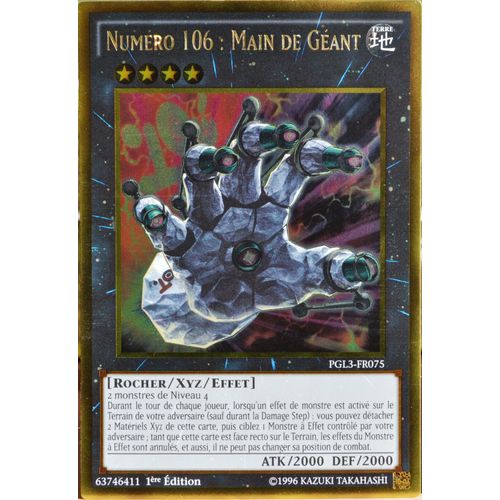 Carte Yu-Gi-Oh Pgl3-Fr075 Numéro 106 : Main De Géant Gold Rare Neuf Fr