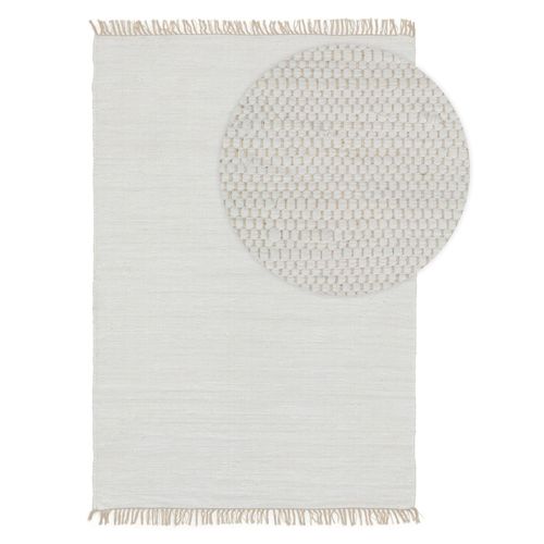 Tapis Poil Ras Fabriqué À Partir De Matériaux Recyclés Tom Blanc 80x150 Cm - Tapis Poil Court Design Moderne Pour Salon