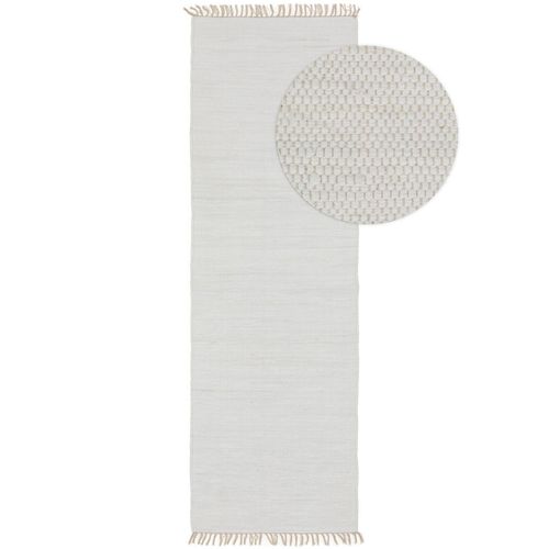 Tapis Poil Ras Fabriqué À Partir De Matériaux Recyclés Tom Blanc 80x250 Cm - Tapis Poil Court Design Moderne Pour Salon