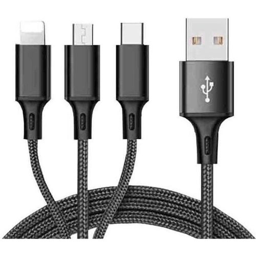1pc 3 En 1 Multi Type Câble C Micro Usb Data Sync Charge Pour Iphone Android Nouveau - N