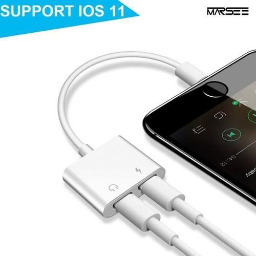 2 en 1 Adaptateur de Lightning,Double Lightning Casque Chargeur Convertisseur pour Apple iPhone X / 8 Plus / 8 / 7 Plus / 7