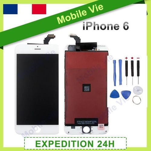 Ecran Pour Iphone 6 Blanc Vitre Tactile + Lcd Sur Chassis + Outils