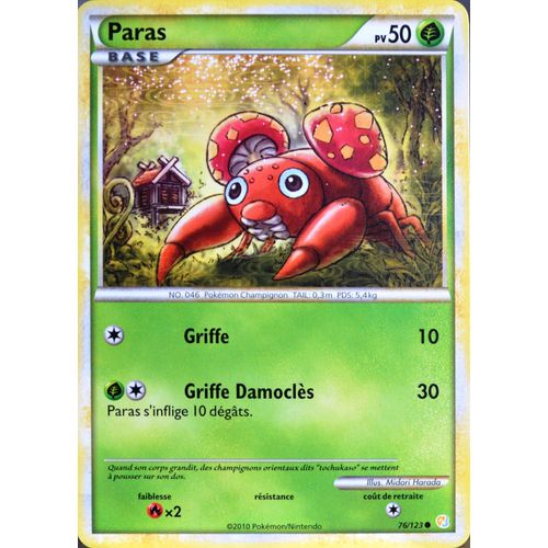 Carte Pokémon 76/123 Paras 50 Pv Heartgold Soulsilver Neuf Fr