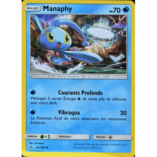 Carte Pokémon 42/156 Manaphy Sl5 - Soleil Et Lune - Ultra Prisme Neuf Fr
