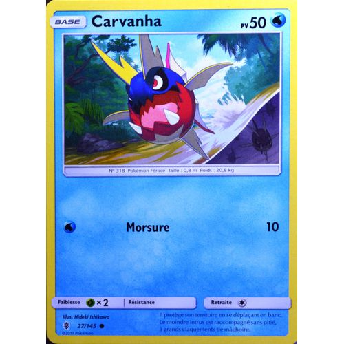Carte Pokémon 27/145 Carvanha 50 Pv Sl2 - Soleil Et Lune - Gardiens Ascendants Neuf Fr