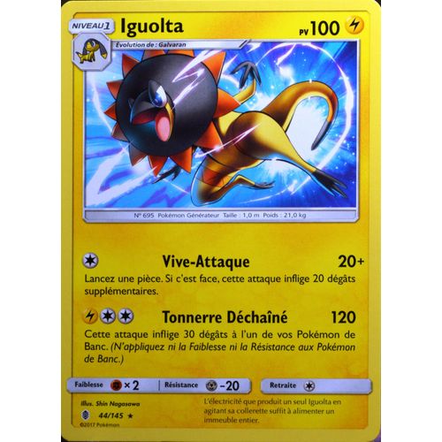 Carte Pokémon 44/145 Iguolta 100 Pv Sl2 - Soleil Et Lune - Gardiens Ascendants Neuf Fr