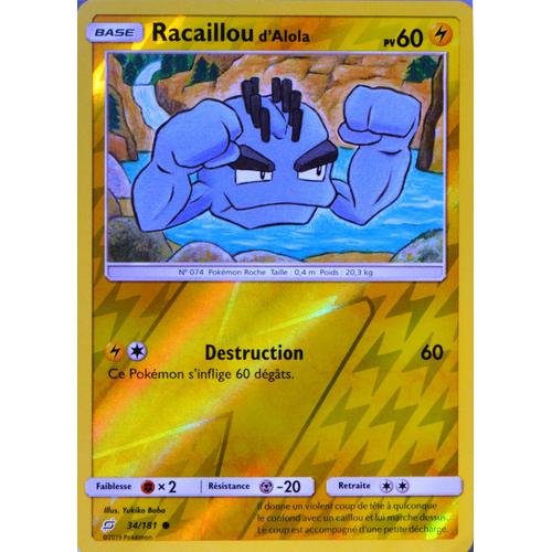 Carte Pokémon 34/181 Racaillou D'alola 60 Pv - Reverse Sl9 - Soleil Et Lune - Duo De Choc Neuf Fr