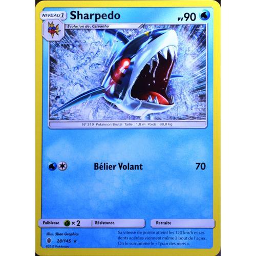 Carte Pokémon 28/145 Sharpedo 90 Pv Sl2 - Soleil Et Lune - Gardiens Ascendants Neuf Fr