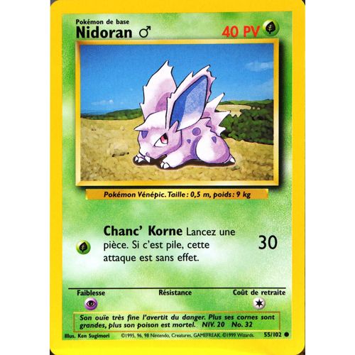 Carte Pokémon 55/102 Nidoran 40 Pv Set De Base Neuf Fr