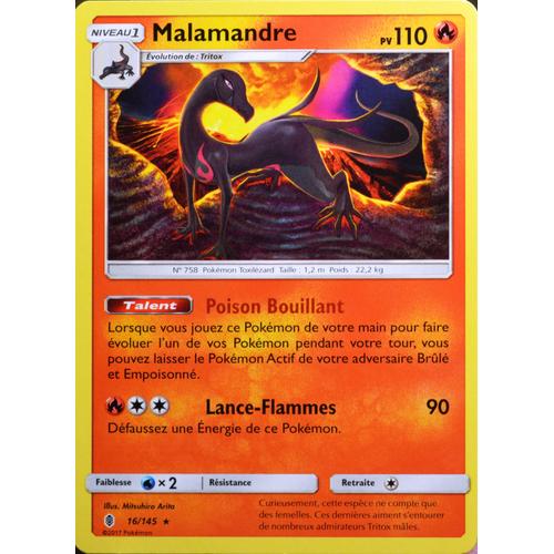 Carte Pokémon 16/145 Malamandre 110 Pv Sl2 - Soleil Et Lune - Gardiens Ascendants Neuf Fr