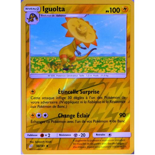 Carte Pokémon 50/181 Iguolta 100 Pv - Reverse Sl9 - Soleil Et Lune - Duo De Choc Neuf Fr