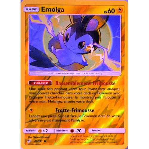Carte Pokémon 46/181 Emolga 60 Pv - Reverse Sl9 - Soleil Et Lune - Duo De Choc Neuf Fr