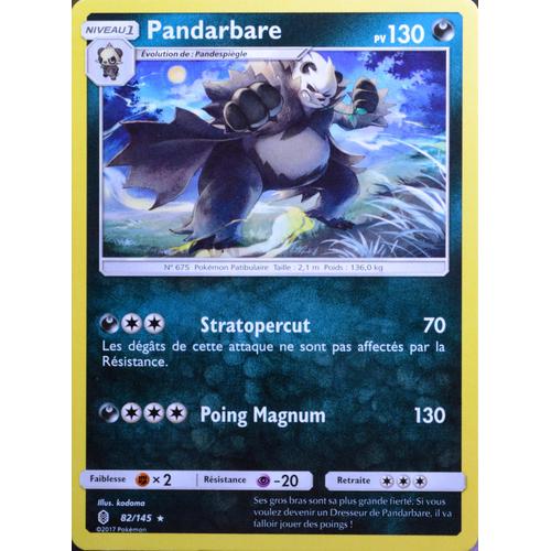 Carte Pokémon 82/145 Pandarbare 130 Pv Sl2 - Soleil Et Lune - Gardiens Ascendants Neuf Fr