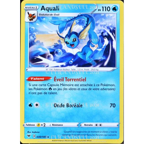 Carte Pokémon 030/185 Aquali ? 110 Pv Eb04 - Épée Et Bouclier  Voltage Éclatant Neuf Fr