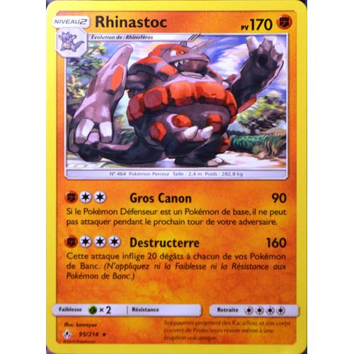 Carte Pokémon 95/214 Rhinastoc Sl10 - Soleil Et Lune - Alliance Infaillible Neuf Fr