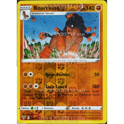 Carte Pokémon 097/185 Bourrinos ? 140 Pv - Reverse Eb04 - Épée Et Bouclier  Voltage Éclatant Neuf Fr