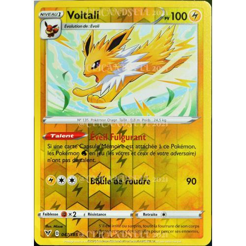 Carte Pokémon 047/185 Voltali ? 100 Pv - Reverse Eb04 - Épée Et Bouclier  Voltage Éclatant Neuf Fr