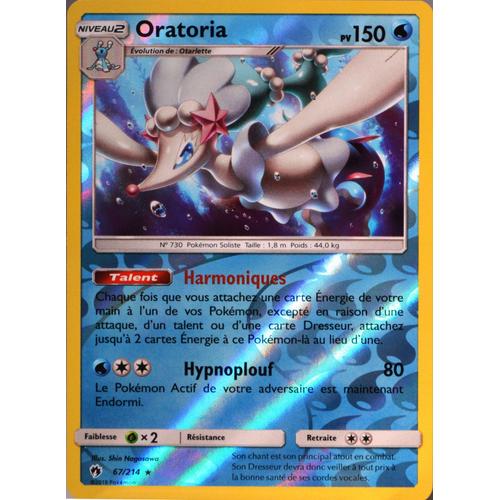 Carte Pokémon 67/214 Oratoria 150 Pv - Reverse Sl8 - Soleil Et Lune - Tonnerre Perdu Neuf Fr