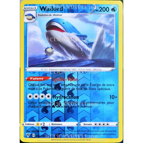 Carte Pokémon 032/185 Wailord ?H 200 Pv - Reverse Eb04 - Épée Et Bouclier  Voltage Éclatant Neuf Fr