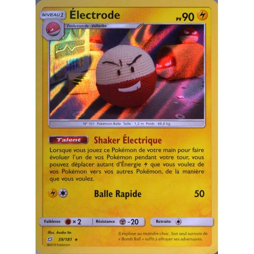 Carte Pokémon 39/181 Electrode 90 Pv - Holo Sl9 - Soleil Et Lune - Duo De Choc Neuf Fr