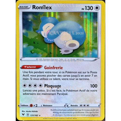 Carte Pokémon 131/185 Ronflex ?H 130 Pv Eb04 - Épée Et Bouclier  Voltage Éclatant Neuf Fr
