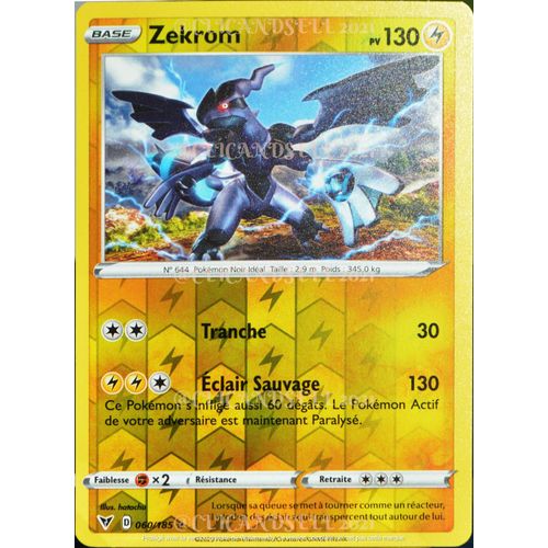 Carte Pokémon 060/185 Zekrom ?H 130 Pv - Reverse Eb04 - Épée Et Bouclier  Voltage Éclatant Neuf Fr