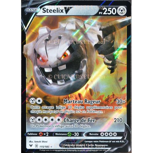 Carte Pokémon 115/185 Steelix-V ? 250 Pv Eb04 - Épée Et Bouclier  Voltage Éclatant Neuf Fr