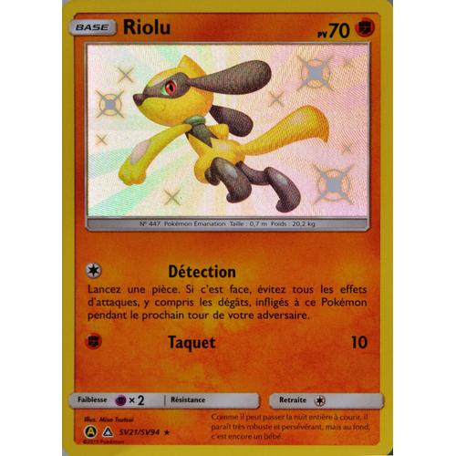 Carte Pokémon Sv21/Sv94 Riolu 70 Pv - Shiny Sl11.5 - Soleil Et Lune - Destinées Occultes Neuf Fr