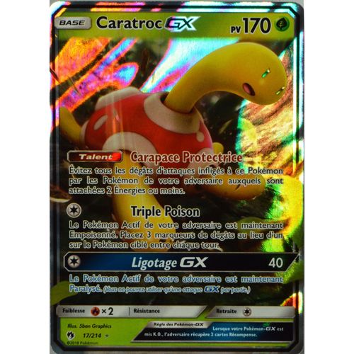 Carte Pokémon 17/214 Caratroc Gx 170 Pv Sl8 - Soleil Et Lune - Tonnerre Perdu Neuf Fr