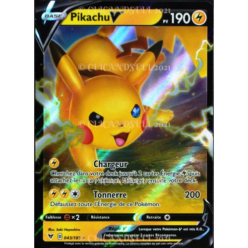 Carte Pokémon 043/185 Pikachu-V ? 190 Pv Eb04 - Épée Et Bouclier  Voltage Éclatant Neuf Fr