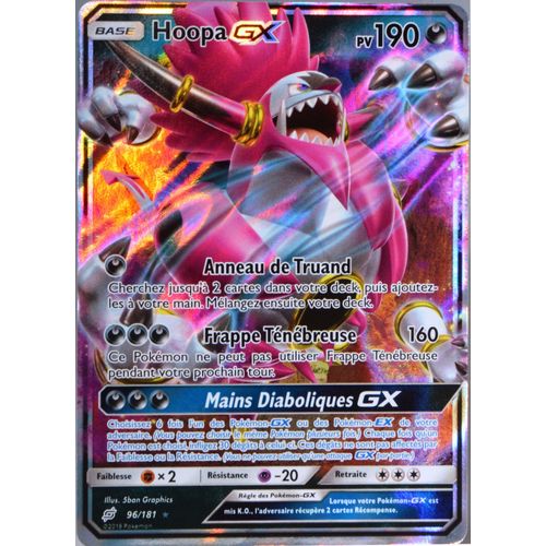 Carte Pokémon 96/181 Hoopa Gx 190 Pv - Ultra Sl9 - Soleil Et Lune - Duo De Choc Neuf Fr