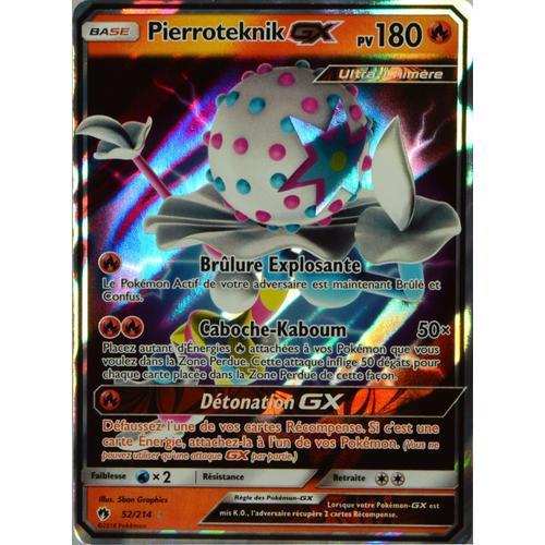 Carte Pokémon 52/214 Pierroteknik Gx 180 Pv Sl8 - Soleil Et Lune - Tonnerre Perdu Neuf Fr