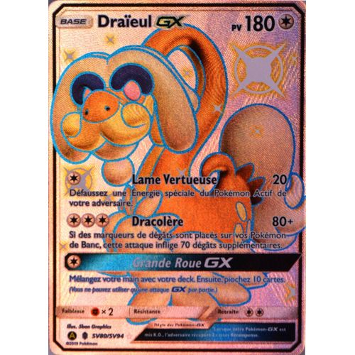 Carte Pokémon Sv80/Sv94 Draïeul Gx 180 Pv - Shiny Sl11.5 - Soleil Et Lune - Destinées Occultes Neuf Fr