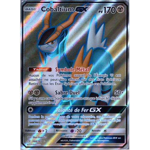 Carte Pokémon 168/181 Cobaltium Gx 170 Pv - Full Art Sl9 - Soleil Et Lune - Duo De Choc Neuf Fr