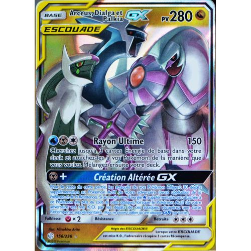 Carte Pokémon 156/236 Arceus, Dialga & Palkia Gx (Escouade) Sl12 - Soleil Et Lune - Eclipse Cosmique Neuf Fr