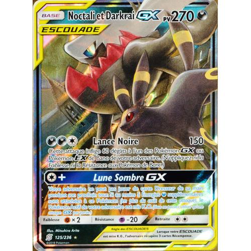 Carte Pokémon 125/236 Noctali & Darkrai Gx (Escouade) Sl11 - Soleil Et Lune - Harmonie Des Esprits Neuf Fr