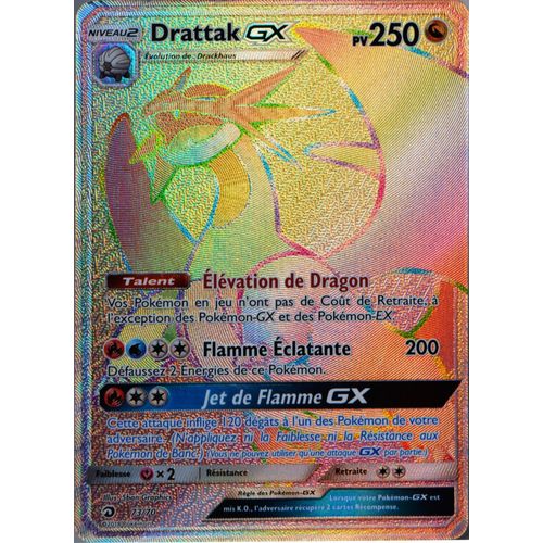 Carte Pokémon 73/70 Drattak Gx 250 Pv - Secrete Sl7.5 - Majesté Des Dragons Neuf Fr