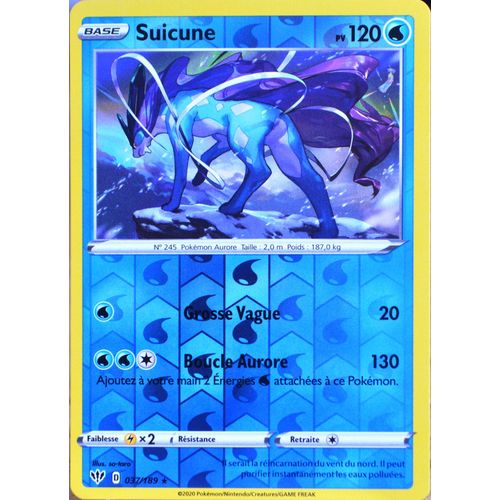 Carte Pokémon 037/189 Suicune - Reverse Eb03 - Epée Et Bouclier - Ténèbres Embrasées Neuf Fr