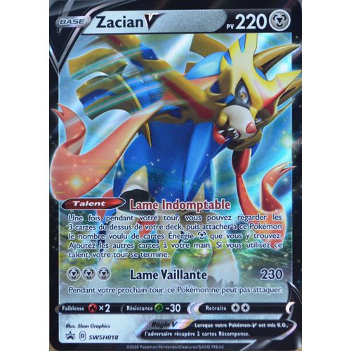 Carte Pokémon Swsh018 Zacian V 220 Pv - Holo Promo Neuf Fr