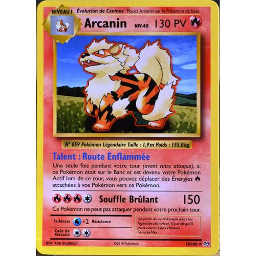 Carte Pokémon 18/108 Arcanin Niv.45 130 Pv Xy - Evolutions  Neuf Fr