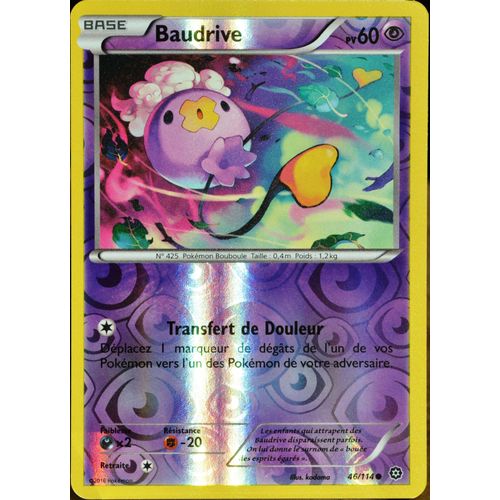 Carte Pokémon 46/114 Baudrive 60 Pv - Reverse Xy - Offensive Vapeur Neuf Fr