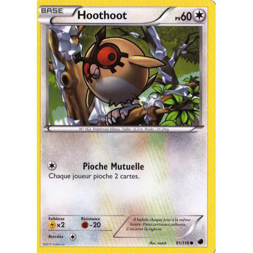 Carte Pokémon Hoothoot 60 Pv 91/116 Glaciation Plasma Neuf Fr