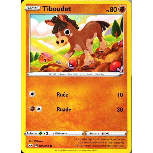 Carte Pokémon 105/202 Tiboudet 80 Pv Eb01 - Epée Et Bouclier 1 Neuf Fr