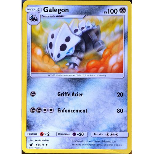 Carte Pokémon 66/111 Galegon  100 Pv Sl4 - Soleil Et Lune - Invasion Carmin Neuf Fr