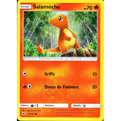 Carte Pokémon 18/147 Salamèche 70 Pv Sl3 - Soleil Et Lune - Ombres Ardentes Neuf Fr