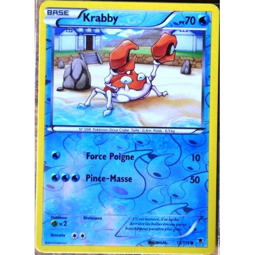 Carte Pokémon 13/119 Krabby 70 Pv - Reverse Xy04 Vigueur Spectrale Neuf Fr